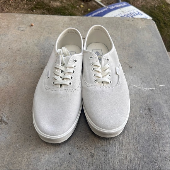 Classic White Canvas Sneakers Authentic Almond Shoe - Picture 1 of 7